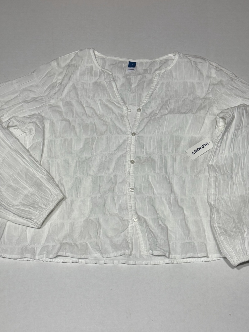 Old Navy White Crinkled Button-Front Shirt